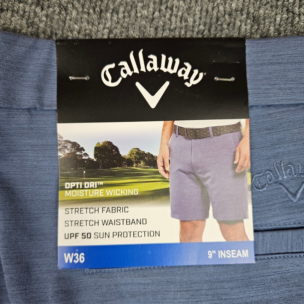 Callaway Opti-Dri Golf Shorts Men's 36 Heathered Blue 9" Stretch UPF 50 NEW - Picture 3 of 7